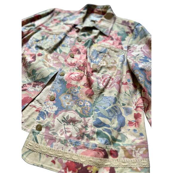 Coldwater Creek Floral Denim Jacket Size 1X Womens - Picture 2 of 5